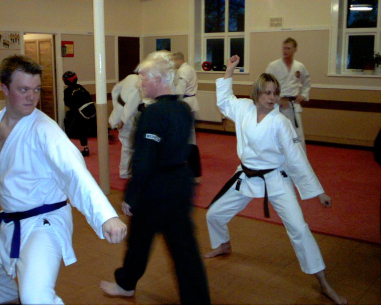 Lining up for basics, 2005 — Newmillerdam Karate Club
