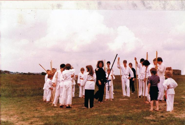 Weapons training on the moor, Jun 1980 — Newmillerdam Karate Club
